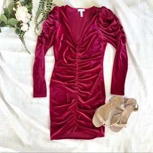 NWOT Leith Velvet Pink Bodycon Longsleeve Party Dresss